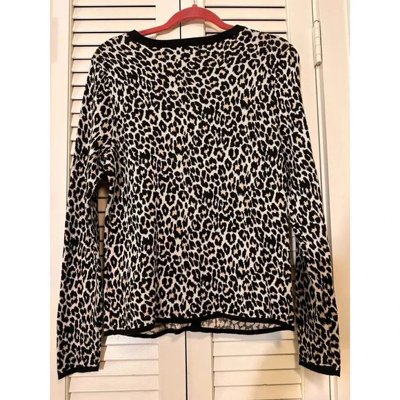 Lands' End Women's Supima Cotton Leopard Print Cardigan - Size S - Picture 4 of 4